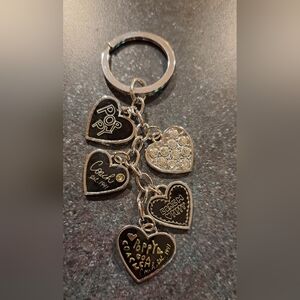 Coach Poppy Black and Silver Heart Keychain